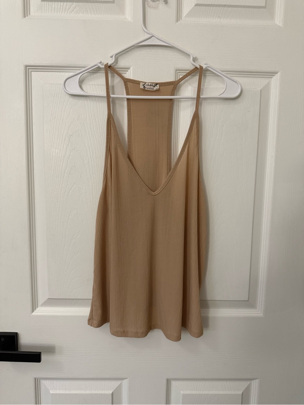 Free People Intimately Ribbed V Neck Tank Top Beige/Tan Size Small New